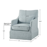 Traditional Skirted Swivel Accent Chair, Light Blue *