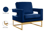 Noah Velvet Accent Chair – Luxurious Contemporary Design with Plush Comfort and Sturdy Iron Legs