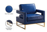 Amelia Contemporary Accent Chair - Luxurious Faux Leather with Stylish Gold Stainless Steel Base