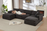 ZORVA 137" 4-Seater Sofa with 2 Ottomans