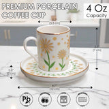 Yellow Daisy Gold Rim Espresso Cup & Saucer Set