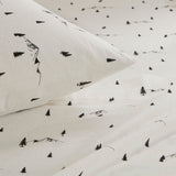 Winter Flannel Cotton Sheet Set, Black Pine Trees White