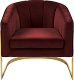 Carter Contemporary Velvet Accent Chair with Gold Stainless Steel Legs for Elegant Home Decor