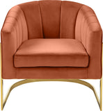 Carter Contemporary Velvet Accent Chair with Gold Stainless Steel Legs for Elegant Home Decor