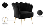 Jester Velvet Accent Chair - Chic Sculpted Design with Deep Tufting & Stylish Gold Legs for Comfort