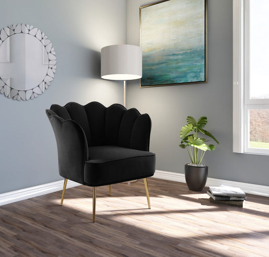 Jester Velvet Accent Chair - Chic Sculpted Design with Deep Tufting & Stylish Gold Legs for Comfort