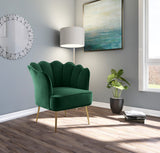 Jester Velvet Accent Chair - Chic Sculpted Design with Deep Tufting & Stylish Gold Legs for Comfort