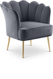 Jester Velvet Accent Chair - Chic Sculpted Design with Deep Tufting & Stylish Gold Legs for Comfort
