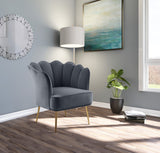 Jester Velvet Accent Chair - Chic Sculpted Design with Deep Tufting & Stylish Gold Legs for Comfort
