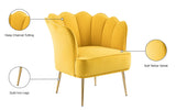 Jester Velvet Accent Chair - Chic Sculpted Design with Deep Tufting & Stylish Gold Legs for Comfort