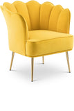Jester Velvet Accent Chair - Chic Sculpted Design with Deep Tufting & Stylish Gold Legs for Comfort