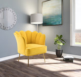 Jester Velvet Accent Chair - Chic Sculpted Design with Deep Tufting & Stylish Gold Legs for Comfort