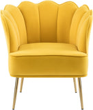 Jester Velvet Accent Chair - Chic Sculpted Design with Deep Tufting & Stylish Gold Legs for Comfort