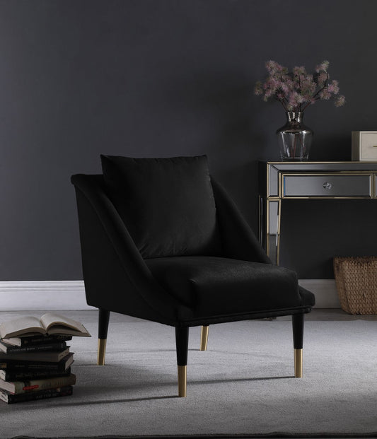 Elegante Velvet Accent Chair – Stylish Contemporary Seating with Chic Gold-Capped Legs for Elegance