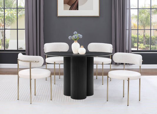 Simba Dining Table - Modern Mid-Century Design with Sturdy Fluted Base for Stylish Gatherings
