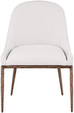 Ferro - Linen Textured Performance Fabric Upholstered Dining Side Chair - Cream / Brushed Bronze