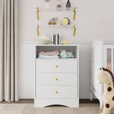 Dresser with Drawers & Floating Shelves, 3 Drawer Dresser