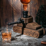 Tank Handcrafted Liquor Dispenser - Industrial Pipe Mahogany Wood