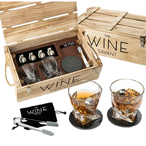 Whiskey and Spirits Gifts for Men Dad Luxurious Twist Glasses (Bullets)