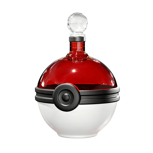 Monster Trainer Capture Sphere Whiskey, Wine Decanter Red White Glass Liquor Bottle 18.6oz