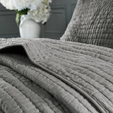 3 Piece Hand Quilted Cotton Quilt Set, Grey