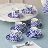 Madison Porcelain Espresso Cups & Saucers, Set of 6