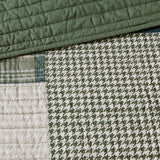 2 Piece Patchwork Oversized Cotton Quilt Set, Green