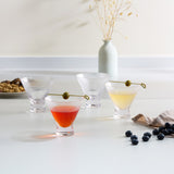Kook Stemless Ribbed Martini Glasses 9 oz Set of 4