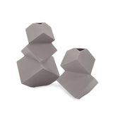 Taupe Ceramic Cubic Vase Small