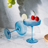 Ribbed Coupe Cocktail Glasses 8 oz | Set of 2 (Blue)