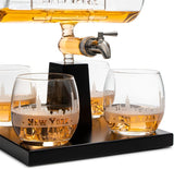 Wine & Whiskey Decanter Set 1100ml with 4 Whiskey Glasses