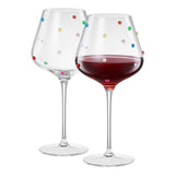 Confetti Stemmed Wine Glasses Set of 2, 20oz Multicolor Clear Glass