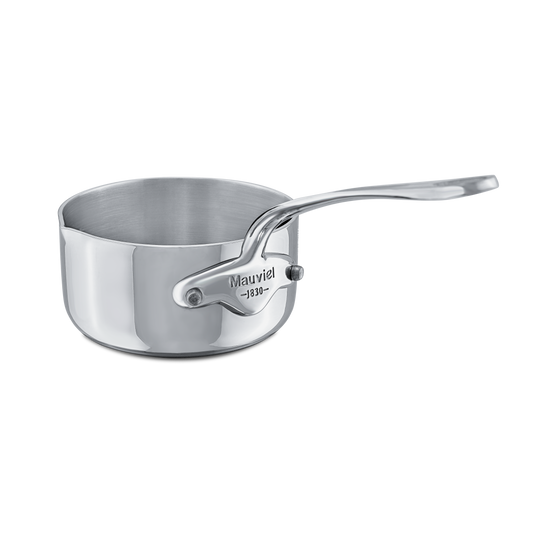 Mauviel M'COOK 5-Ply Sauce Pan With Pouring Spout, Cast Stainless Steel Handle, 0.8-Qt