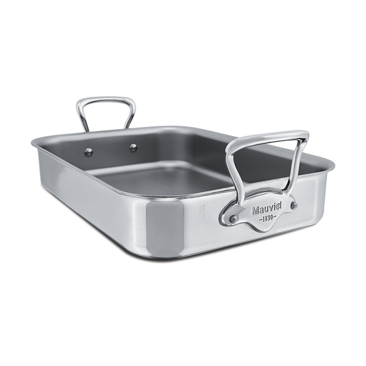 Mauviel Stainless Steel Roasting Pan With Cast Stainless Steel Handles, 15.7 x 11.8-In