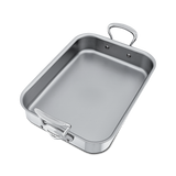 Mauviel Stainless Steel Roasting Pan With Cast Stainless Steel Handle, 13.7 x 9.8-In