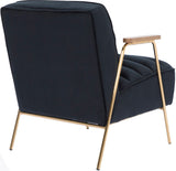 Woodford Modern Accent Chair with Channel Tufted Design, Wood Arms & Gold Legs for Stylish Living Spaces