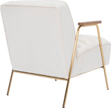 Woodford Modern Accent Chair with Channel Tufted Design, Wood Arms & Gold Legs for Stylish Living Spaces