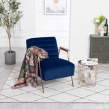 Woodford Modern Accent Chair with Channel Tufted Design, Wood Arms & Gold Legs for Stylish Living Spaces