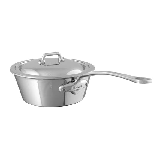 Mauviel M'COOK 5-Ply Splayed Saute Pan With Lid, Cast Stainless Steel Handle, 1.1-Qt