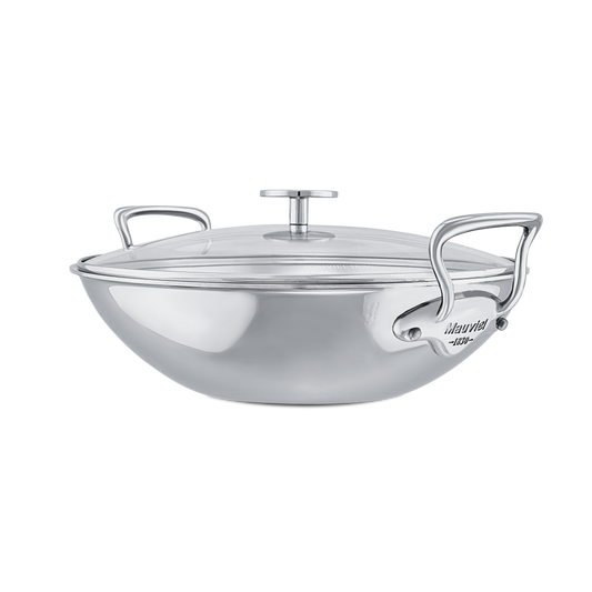 Mauviel M'COOK 5-Ply Wok With Two Cast Stainless Steel Handles, 12.6-In