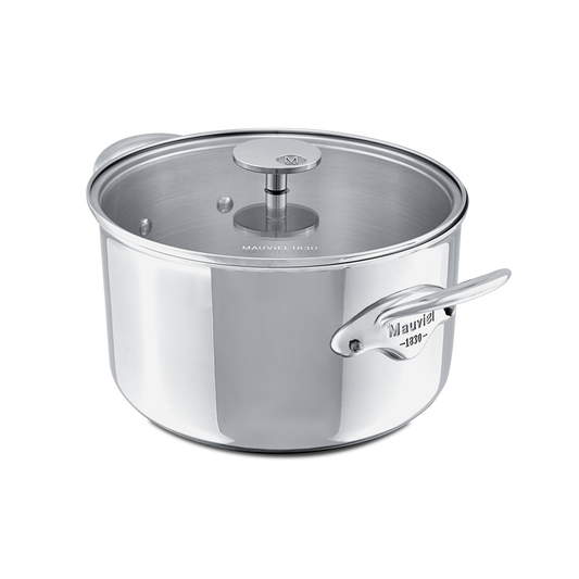 Mauviel M'COOK 5-Ply Stewpan With Glass Lid, Cast Stainless Steel Handles, 1.8-Qt