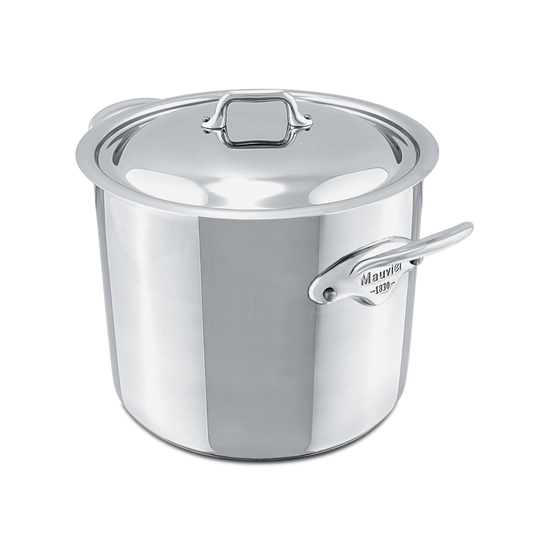 Mauviel M'COOK 5-Ply Stockpot With Lid, Cast Stainless Steel Handles, 9.7-Qt