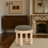 Larea Linen Textured Fabric Upholstered Ottoman
