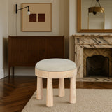 Larea Linen Textured Fabric Upholstered Ottoman