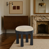 Larea Linen Textured Fabric Upholstered Ottoman