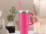 Kook 40 oz Stainless Steel Tumbler, Straw & Handle
