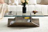 LORVIN 43" Tempered Glass Coffee Table