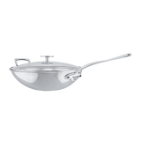 Mauviel M'COOK 5-Ply Wok With Rack, Cast Stainless Steel Long Handle, 5-Qt