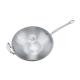 Mauviel M'COOK 5-Ply Wok With Long Handle, Cast Stainless Steel, 5-qt