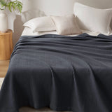 Soft Cotton Waffle Weave Blanket, Dark Grey